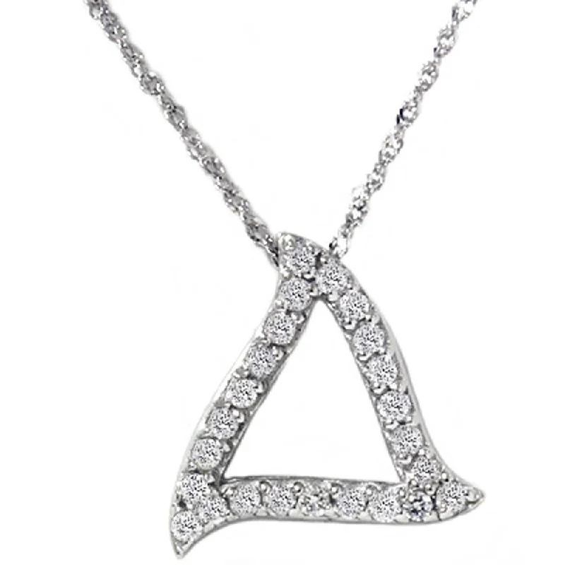 Gatsby necklaces-1/4ct Fancy Pave Diamond Curvy 14K White Gold Pendant