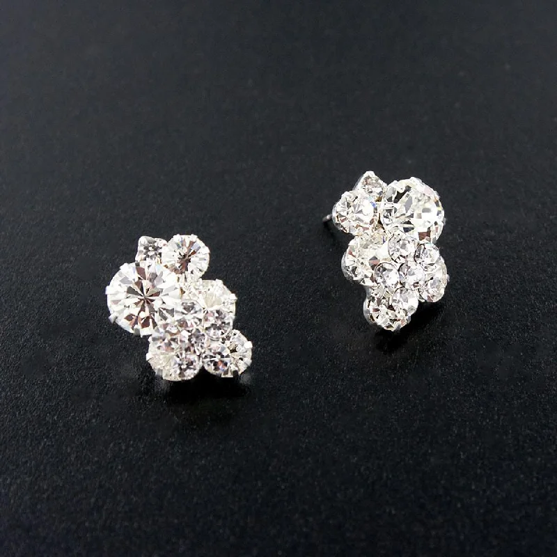 Dual-side earrings-Crystal Cluster Earrings