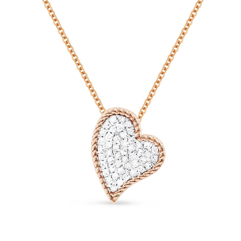 Rolled knot necklaces-0.12Ct Diamond 16"pendant Necklace In 14K Rose Gold