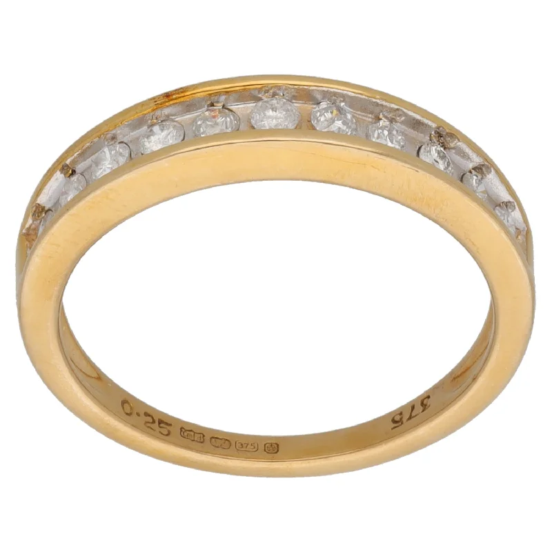 Fold knot rings-9ct Gold 0.15ct Diamond Half Eternity Ring Size M