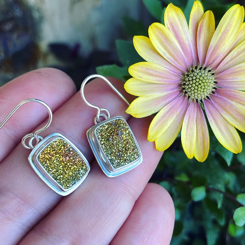 Worn flair earrings-Rainbow Pyrite and Sterling Silver Earrings