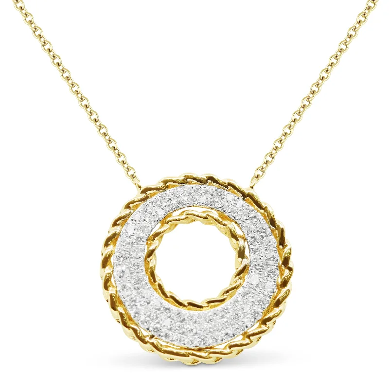 Round pendant necklaces-0.31Ct Diamond Necklace In 14K Yellow Gold