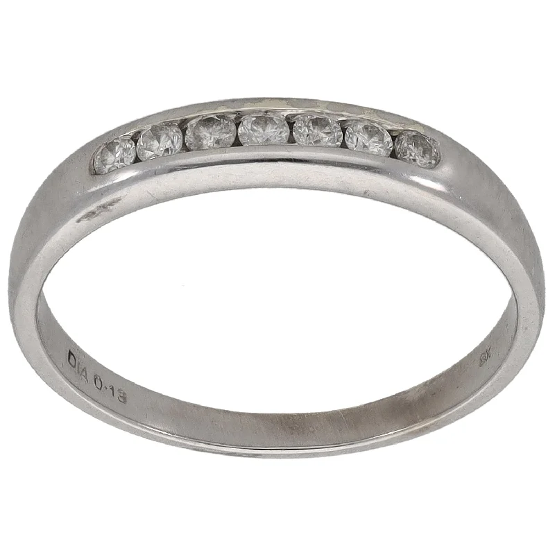 Fluid art rings-9ct White Gold 0.13ct Diamond Half Eternity Ring Size K