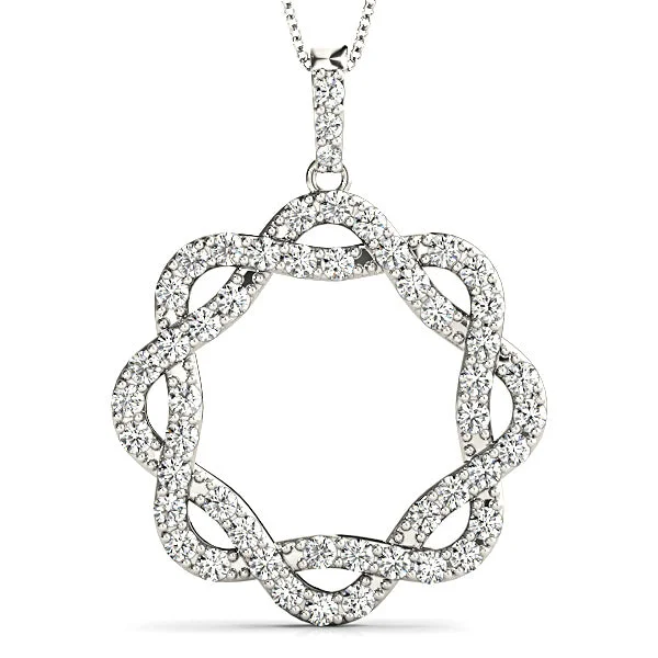 Flat shape necklaces-1.00 ctw Diamond Criss Cross Infinity Circle Necklace Pendant