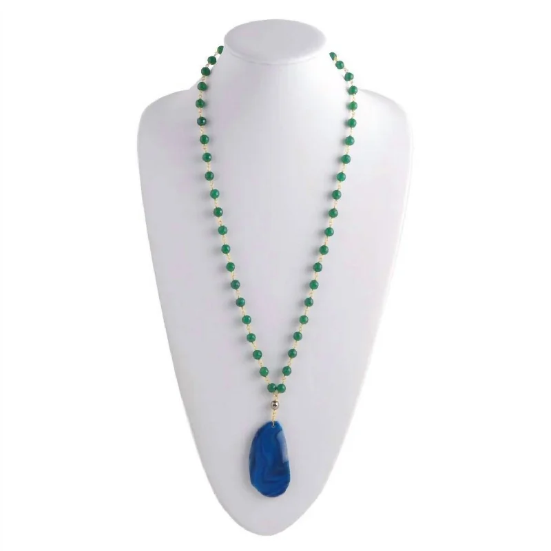 Tight choker necklaces-Women's Earthen Sky Necklace In Green/blue