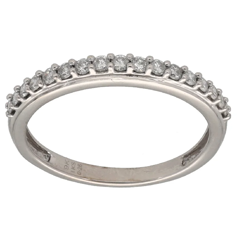 Birch grain rings-9ct White Gold 0.26ct Diamond Half Eternity Ring Size O