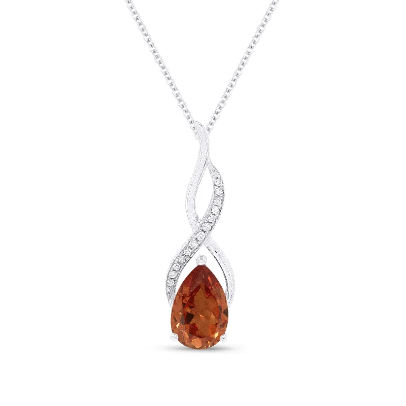 Tight choker necklaces-1.58Ct Padparadscha 16"pendant Necklace In 14K White Gold