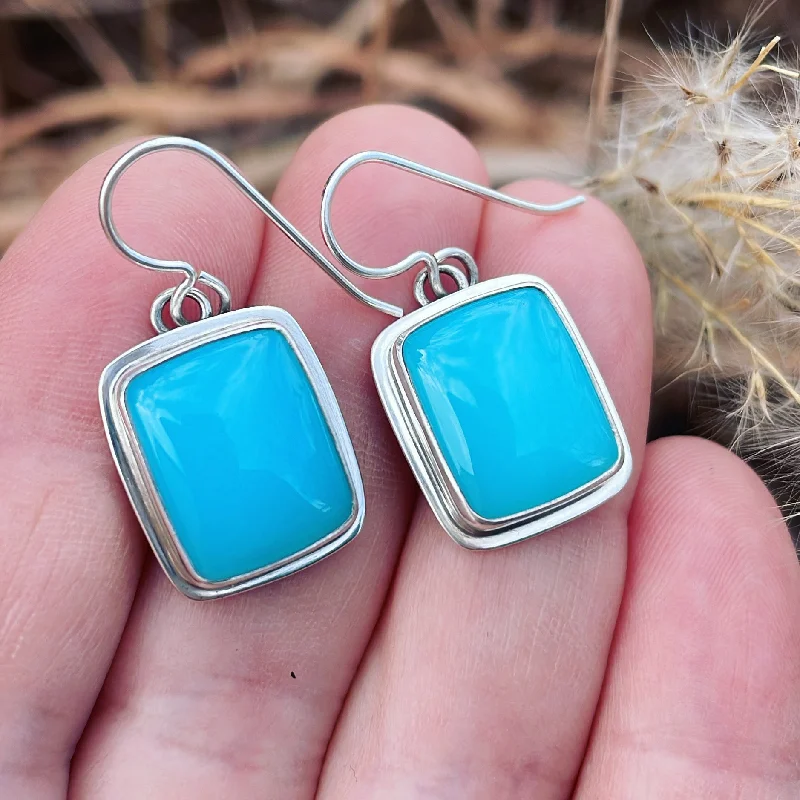 Fold knot earrings-Blue Chalcedony and Sterling Silver Earrings