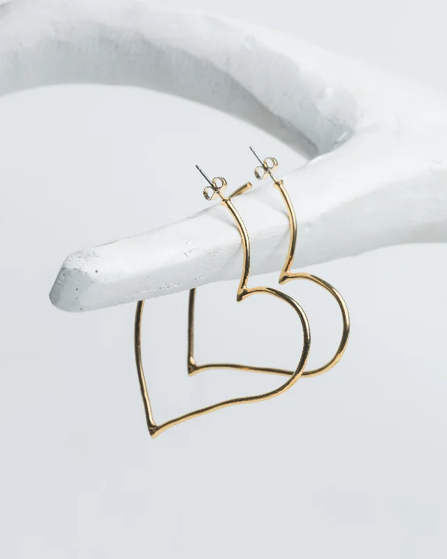 Flat stud earrings-SKYE OPEN HEART HOOP EARRINGS