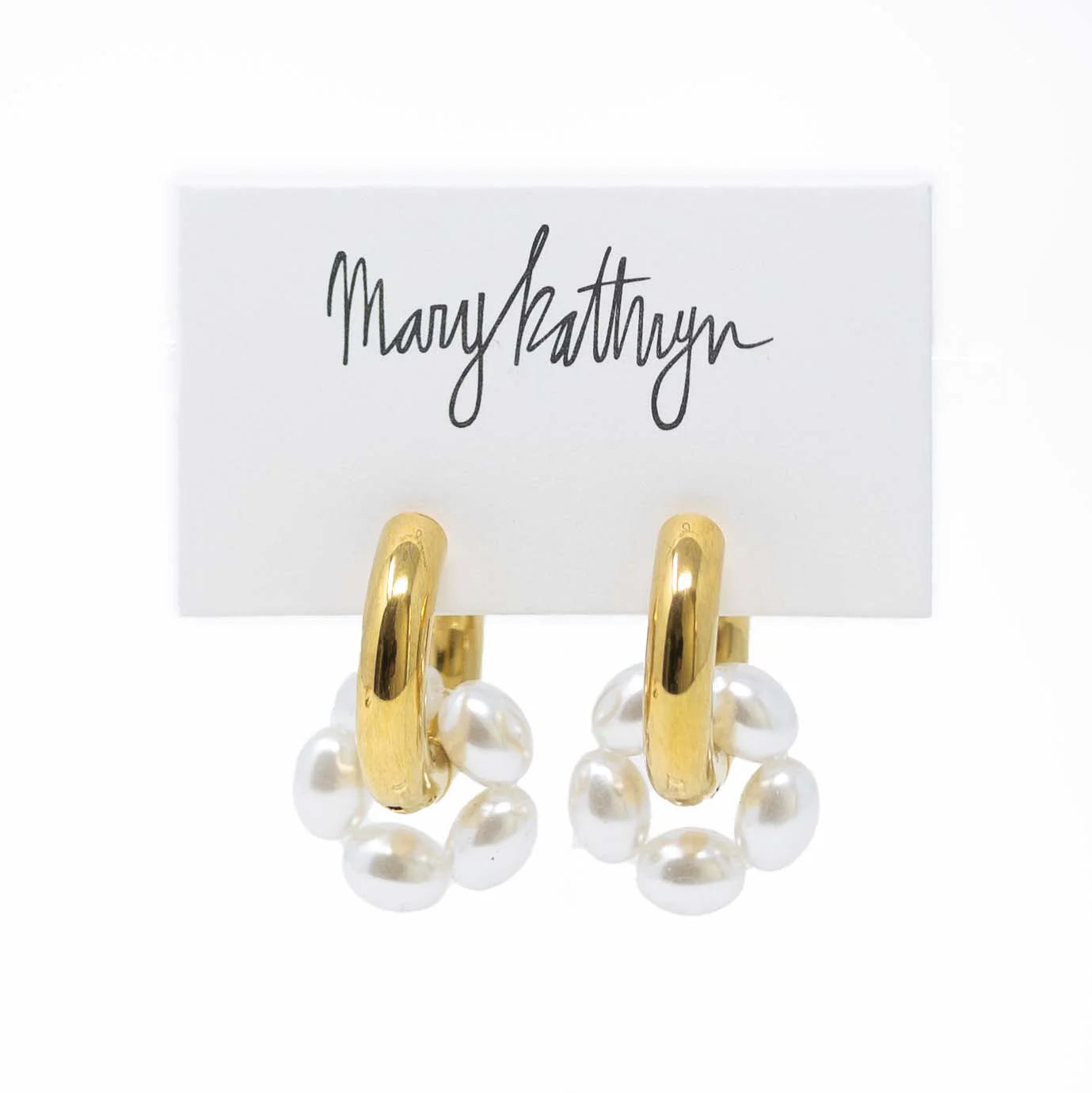 Smooth disc earrings-Malena Pearl Hoop Earrings