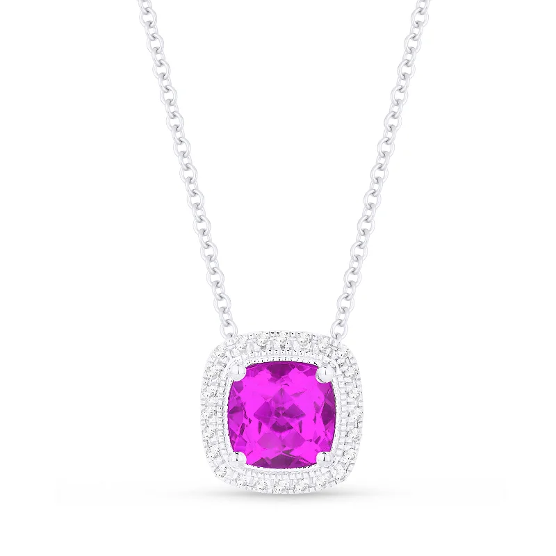 Birch wood necklaces-0.82Ct Pink Sapphire 16"pendant Necklace In 14K White Gold