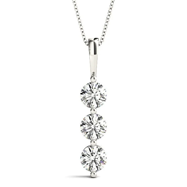 Little gem necklaces-Shared Prong 1.00 ctw Diamond Three Stone Necklace Pendant