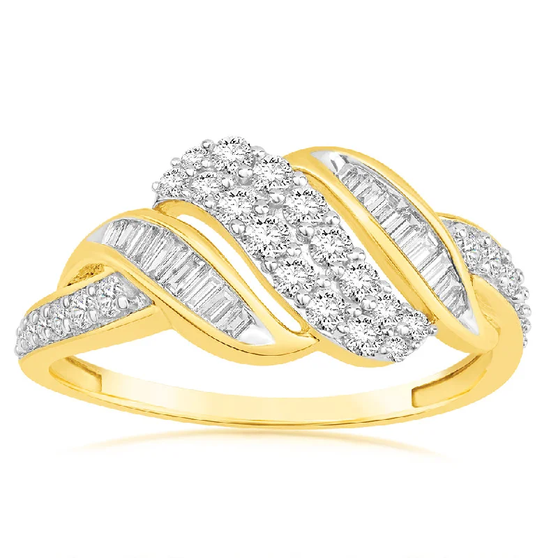 Shiny silver rings-Luminesce Lab Grown 9ct Yellow Gold 1/2 Carat Diamond Channel Set Ring