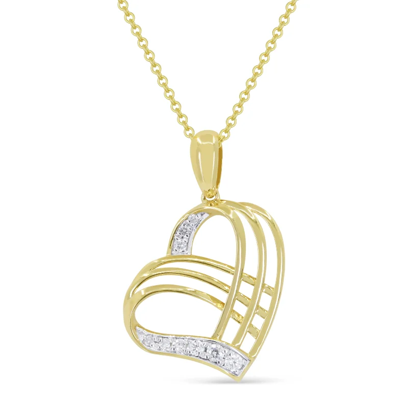 Flat shape necklaces-0.09Ct Diamond 16"pendant Necklace In 14K Yellow Gold