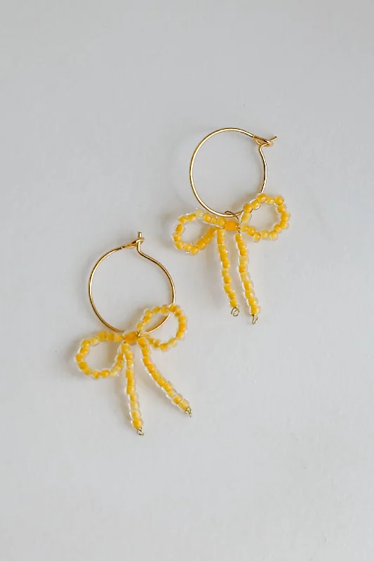 Fine dot earrings-Sara Gold Bow Drop Earrings