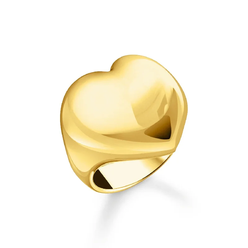 Cultured pearl rings-Thomas Sabo Gold Plated Sterling Silver Bold Heart Ring