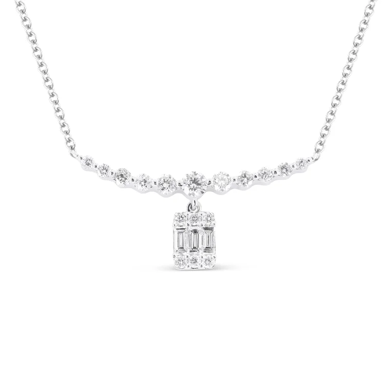 Bead-twisted necklaces-0.41Ct Diamond Necklace In 14K White Gold