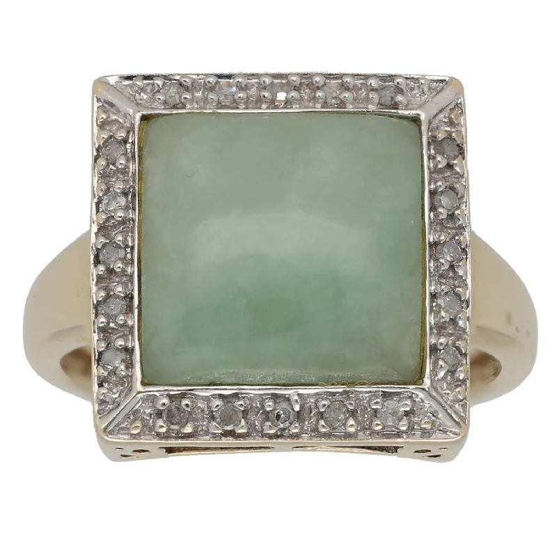 Topaz rings-9ct Gold Jade & 0.10ct Diamond Dress/Cocktail Ring Size N