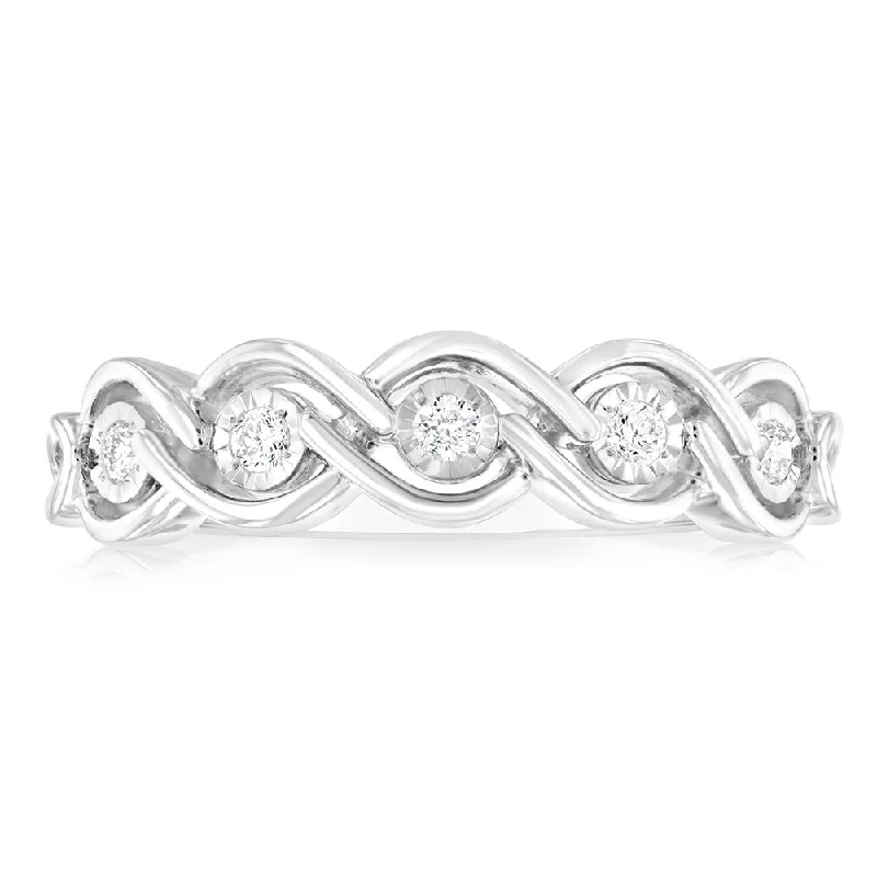 Moon theme rings-Luminesce Lab Grown 5 Diamonds Ring in Sterling Silver