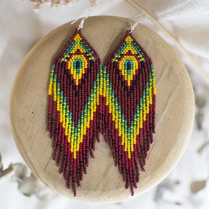 Thin threader earrings-Rainforest