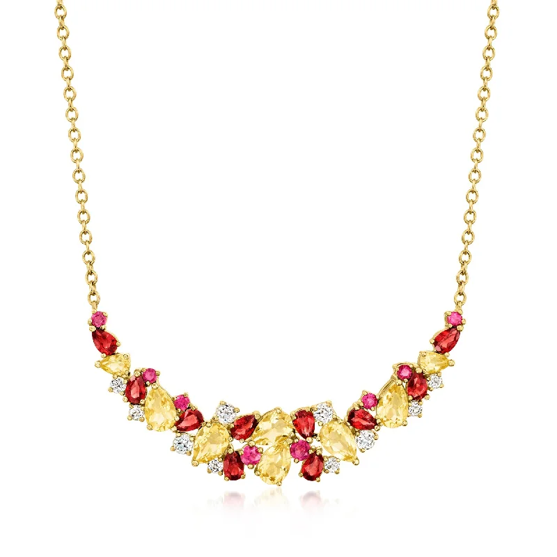 Heavy stone necklaces-Ross-Simons Multi-Gemstone Collar Necklace in 18kt Gold Over Sterling