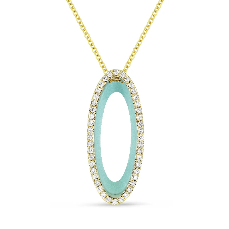 Dull silver necklaces-2.58Ct Turquoise 16"pendant Necklace In 14K Yellow Gold