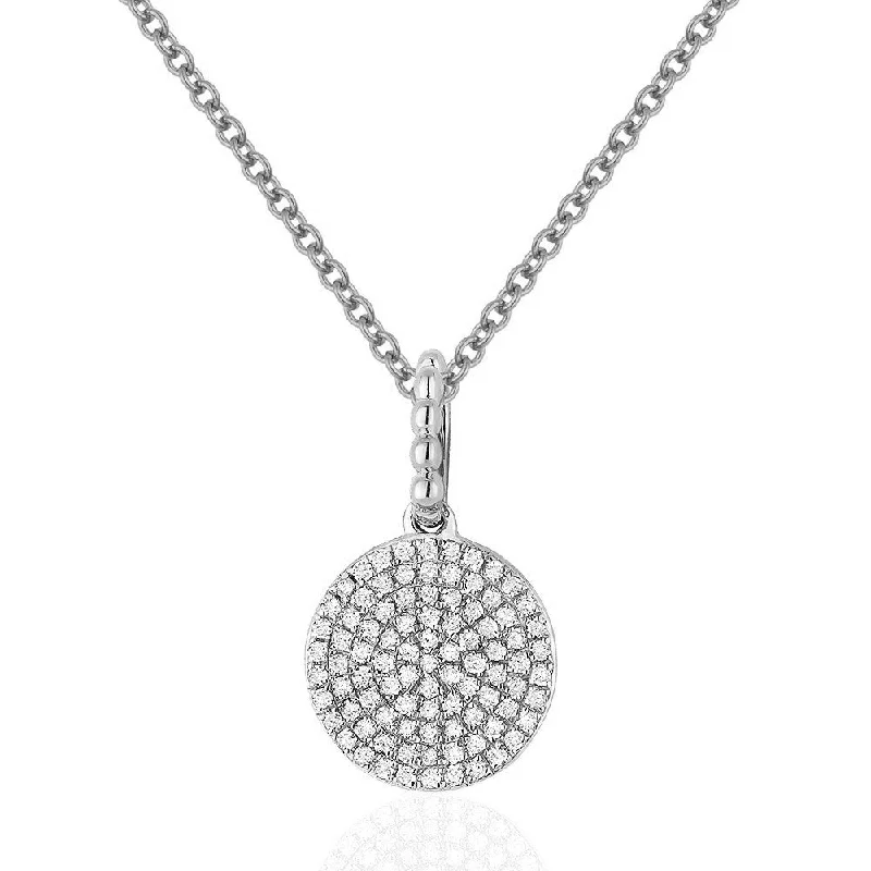 Dull silver necklaces-0.20Ct Diamond 16"pendant Necklace In 14K White Gold