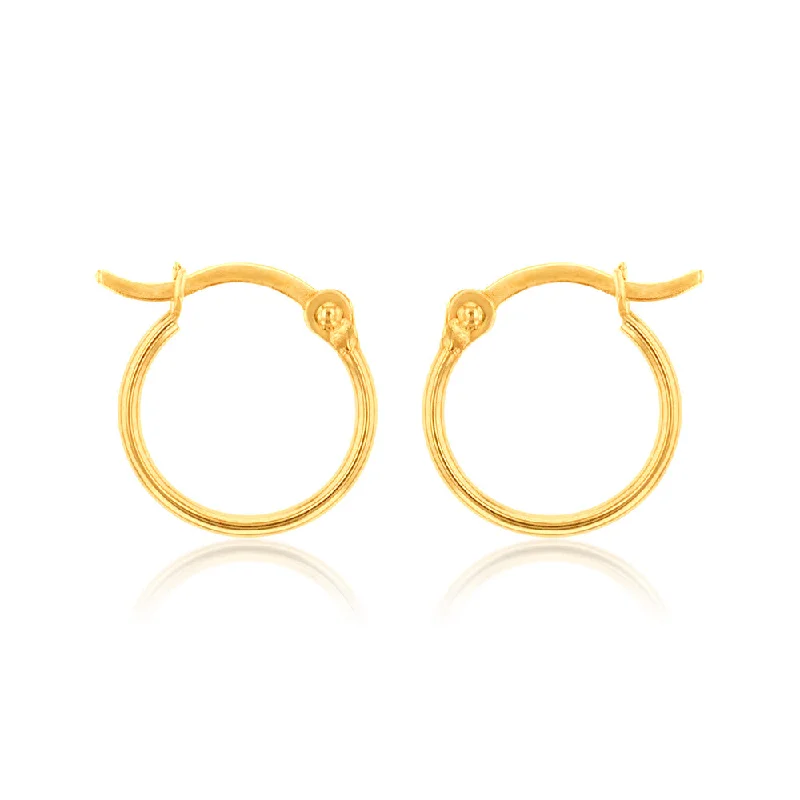 Moon theme rings-9ct Yellow Gold Polish 10mm Hoop Earring