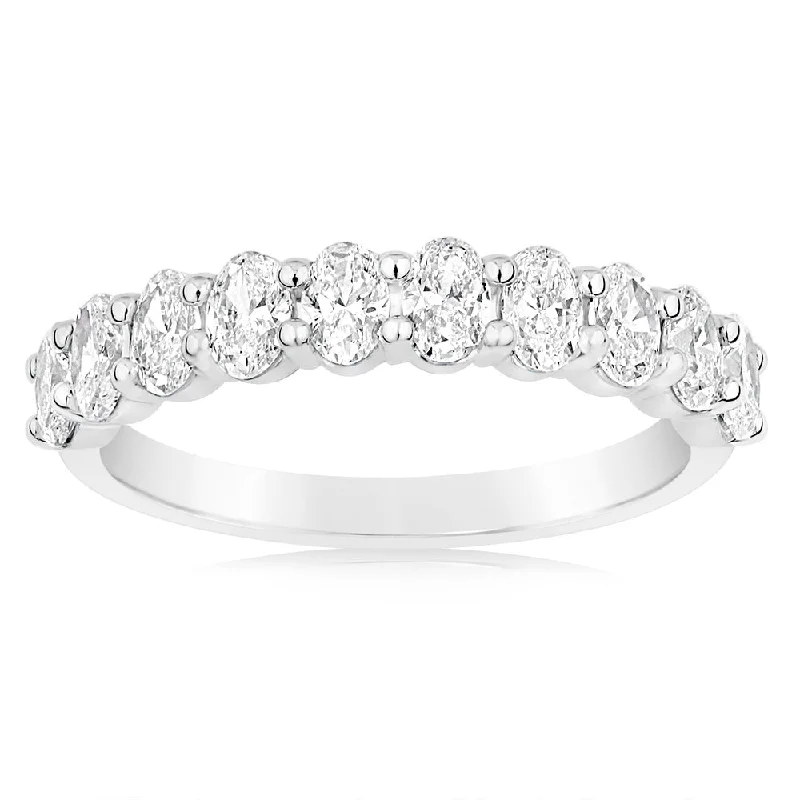 Worn flair rings-Luminesce Lab Grown 10ct White Gold Eternity Oval Cut Shaped Ring in 1 Carat Diamond