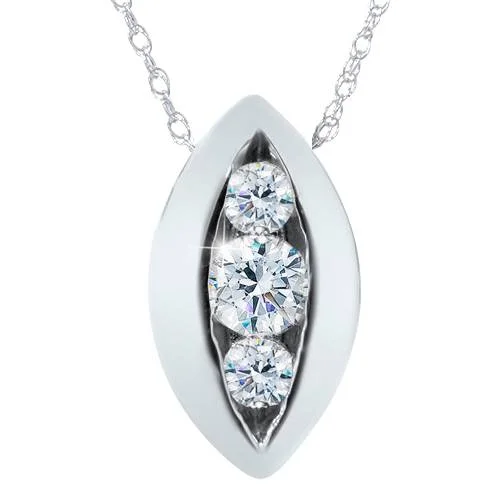 Spinel necklaces-1/4ct Three Stone Past Present Future Diamond Pendant 14K