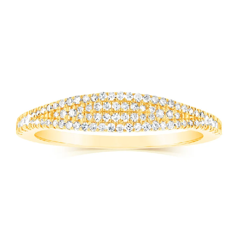 Plaited cord rings-10ct Yellow Gold Fancy Ring in 1/5 Carat Natural Diamonds