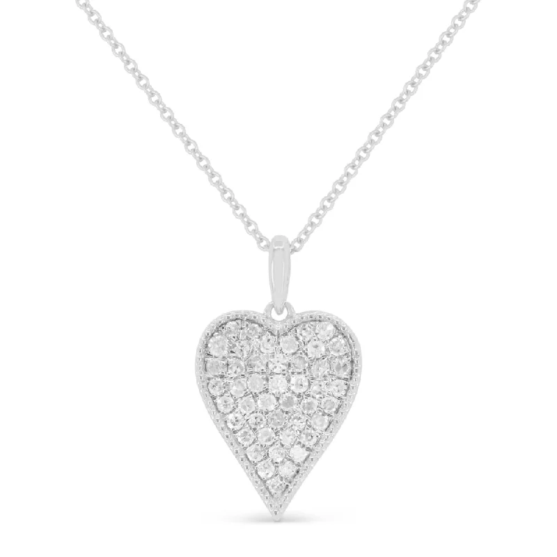 Clear bead necklaces-0.20Ct Diamond 16"pendant Necklace In 14K White Gold