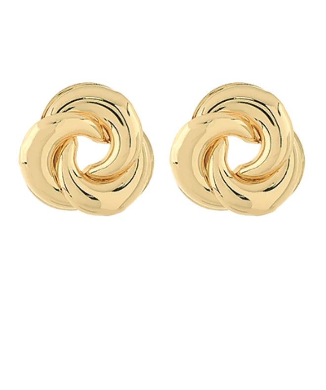 Wide statement earrings-Puff Knot Gold Earrings