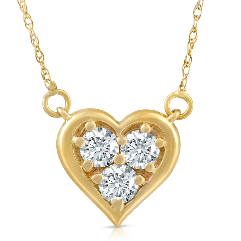 Flax thread necklaces-1/2Ct Diamond Heart Pendant in 14k White Yellow or Rose Gold 18" Necklace