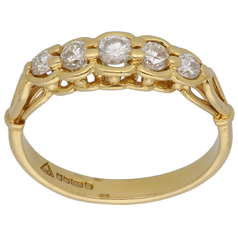 Thin accent rings-18ct Gold 0.41ct Diamond Half Eternity Ring Size M