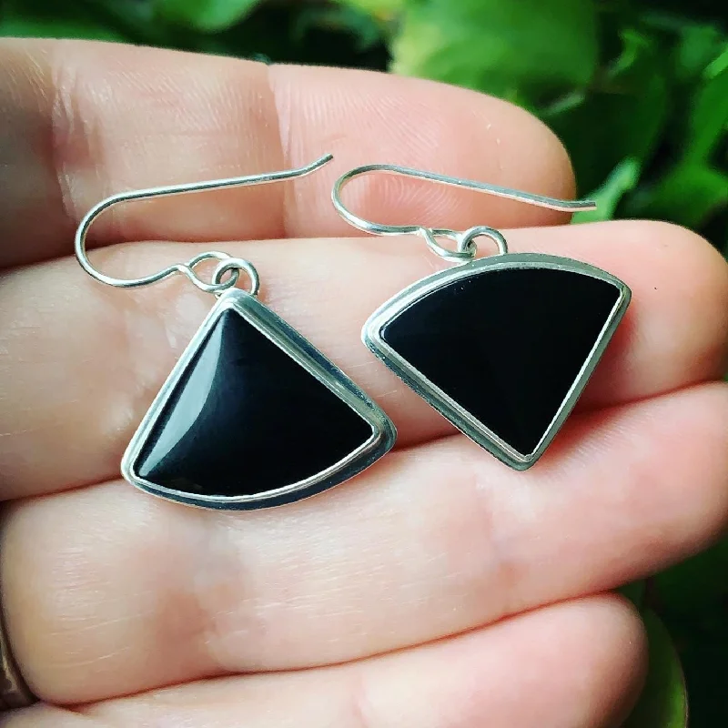 Pure drop earrings-Black Onyx and Sterling Silver “happy accident” earrings.