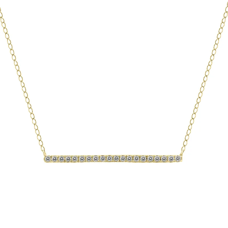 Ten-layer necklaces-1/5 Carat Tw Diamond Bar Necklace In 10K Yellow Gold