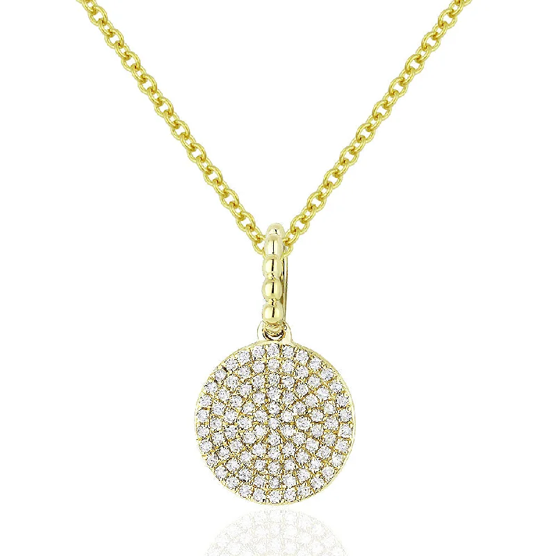 Multi-layer necklaces-0.19Ct Diamond 16"pendant Necklace In 14K Yellow Gold