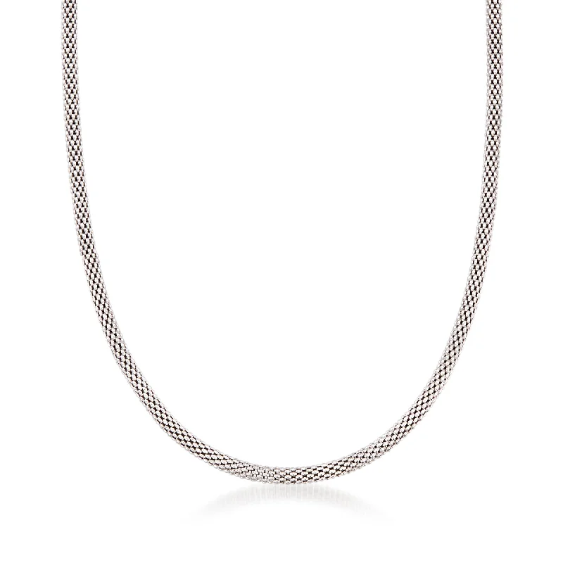 Flax thread necklaces-Ross-Simons Italian 2.8mm Sterling Silver Popcorn Chain