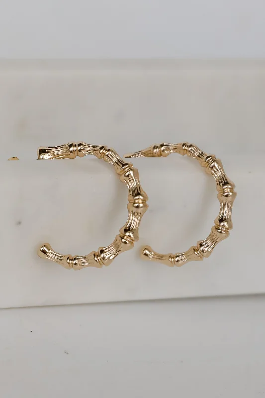 Cool clay earrings-Delaney Gold Textured Hoop Earrings