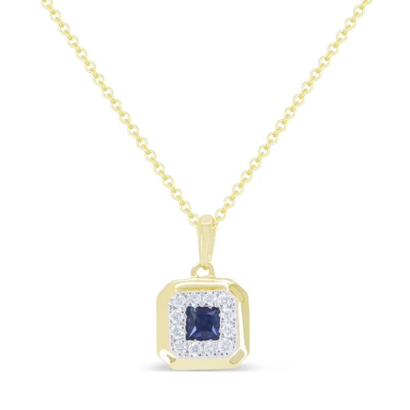 Strong chain necklaces-Ct Sapphire 16"pendant Necklace In 14K Yellow Gold