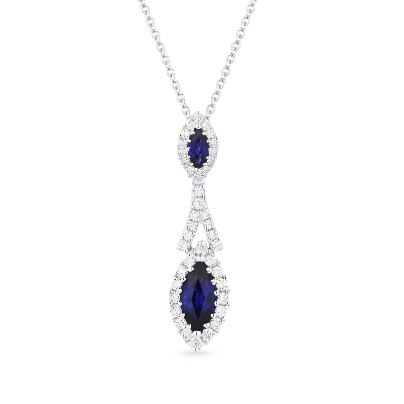 Rolled knot necklaces-0.61Ct Sapphire 16"pendant Necklace In 14K White Gold