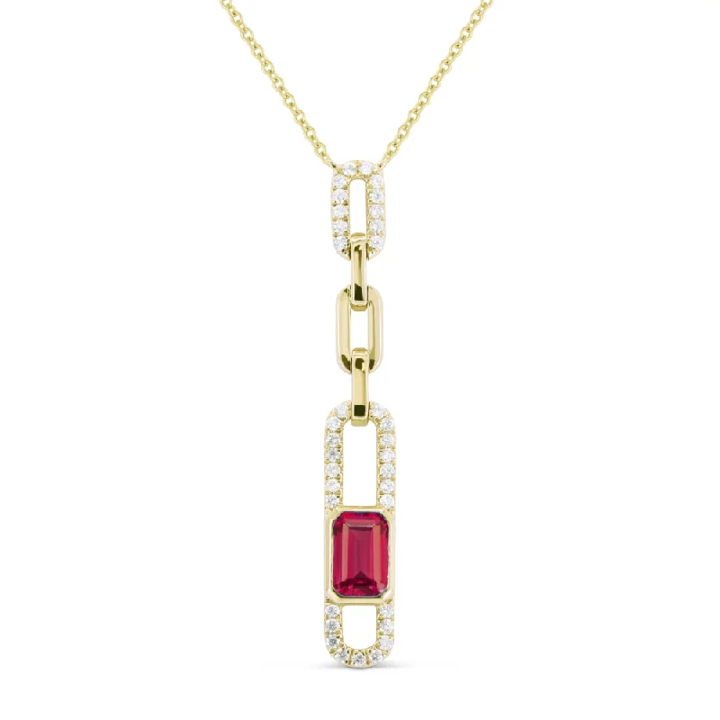 Layered metal necklaces-0.67Ct Garnet 18"necklacein 14K Yellow Gold