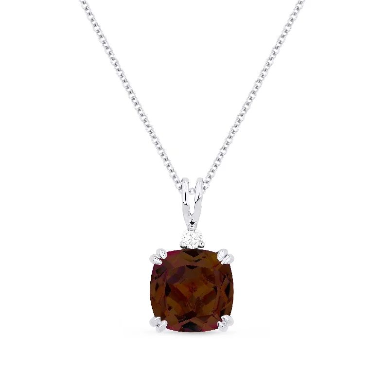 Drifting stone necklaces-2.24Ct Garnet 16"pendant Necklace In 14K White Gold