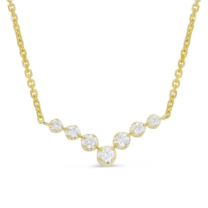 Bead strand necklaces-0.19Ct Diamond Necklace In 14K Yellow Gold