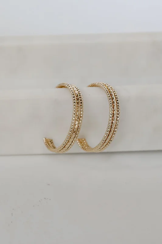 Pure pearl earrings-Lindsay Gold Hoop Earrings