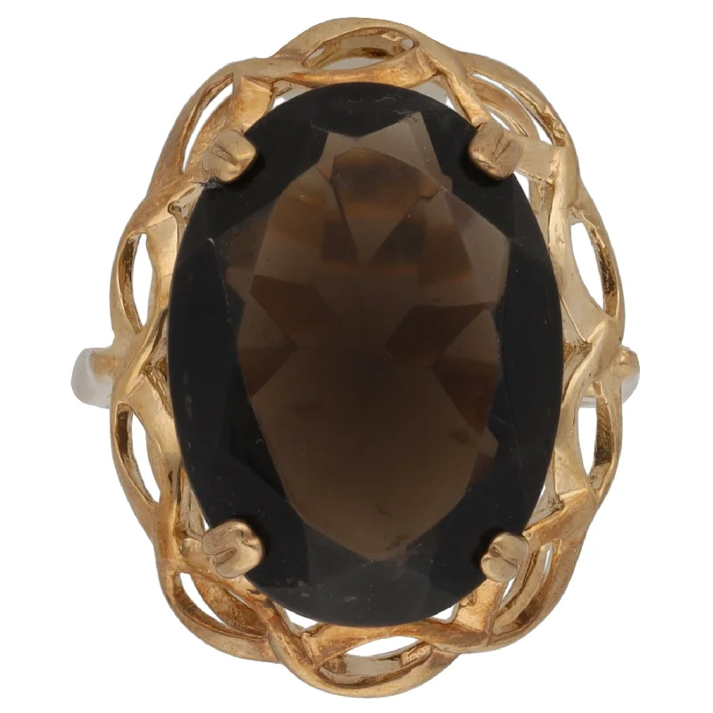 Aged bronze rings-9ct Gold Smoky Quartz Single Stone Ring Size K