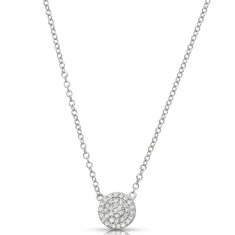 Fold knot necklaces-0.10 ctw Diamond Pave Cluster Necklace Pendant