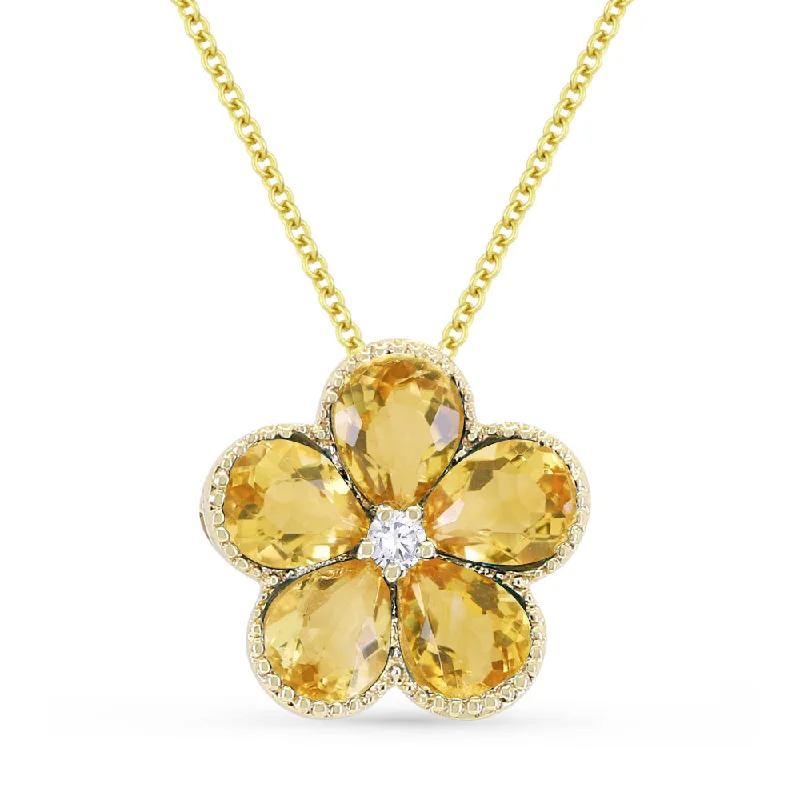 Drifting stone necklaces-1.17Ct Citrine 16"pendant Necklace In 14K Yellow Gold