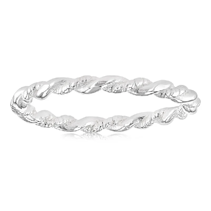 Layered metal rings-Sterling Silver Plain Twisted Ring